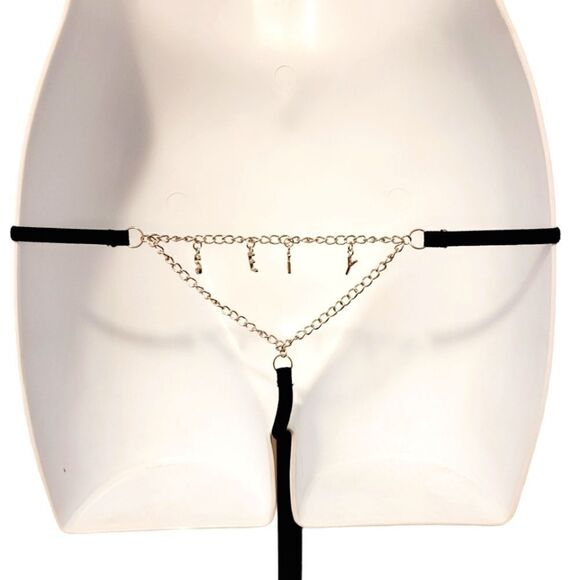 2/$20 Brand new Sexy silver chain black T-back panties - Picture 1 of 4